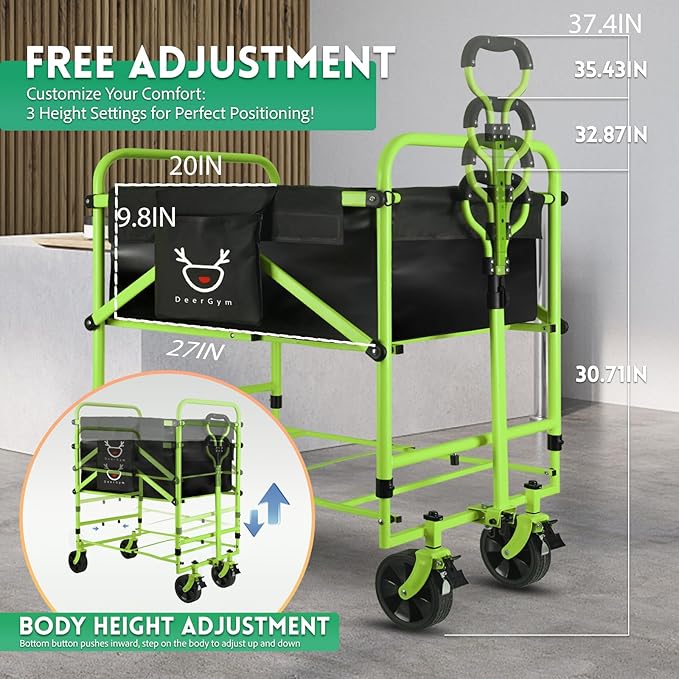 2-in-1 Dog Bathtub and Dog Stroller, Portable Dog Bath and Pet Stroller for Small and Medium Dogs (5-55 lbs) and Cats, Four-Wheel Bathing Cart with Brake Green