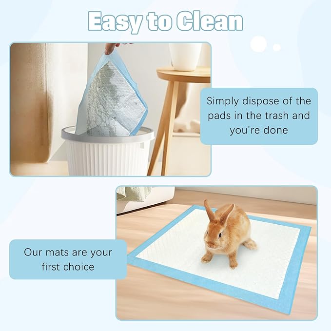 kathson 100PCS Rabbit Pee Pads 18"× 13" Disposable Cage Liners Super Absorbent Black Carbon Odor-Control Bunny Training Pad with Quick-Dry Surface for Bunny Guinea Pig Kitten Hedgehog Small Animals
