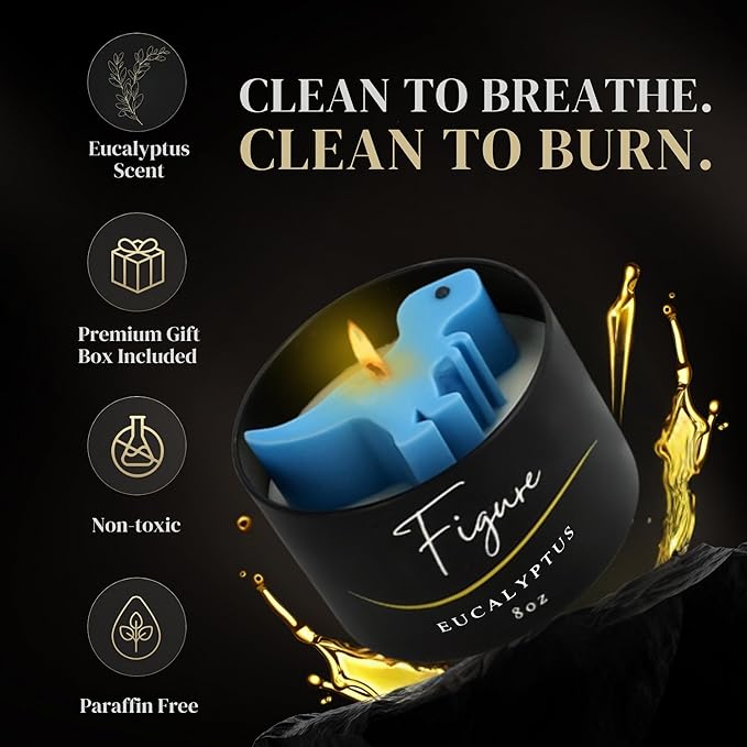 Blue Dinosaur Candle – Handcrafted Soy & Beeswax Blend with Eucalyptus Essential Oil | Refreshing Candle for Kids & New Moms | Calming Aroma, Cute Dino Gift, Clean Burn, Made in USA