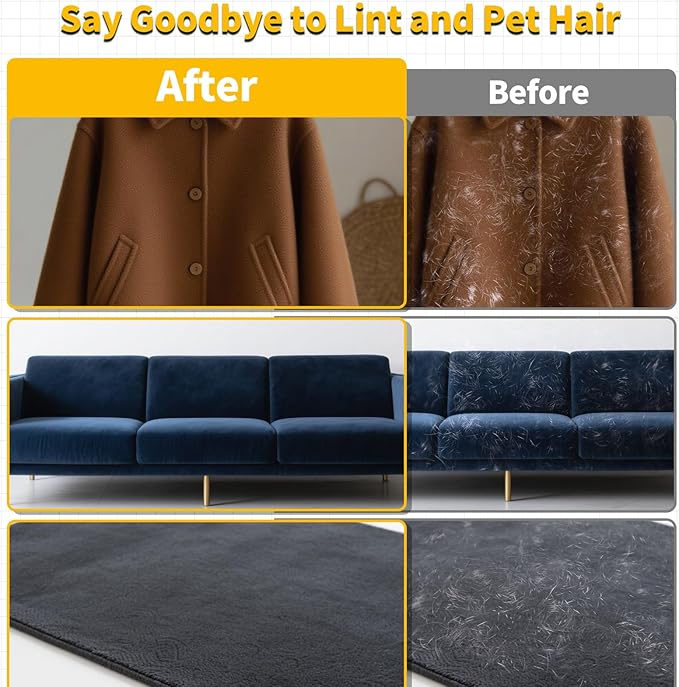 2Pcs Pet Hair Removal Glove for Dogs & Cats, Newly Upgraded Reusable Electrostatic Pet Hair Gloves, Pet Hair Remover Tool for Clothing, Couch, Carpet, Car Seat