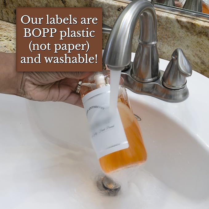 Refillable Clear PET Plastic 16 oz Hand Soap Bottle with Black Satin Pump Dispenser - Chrome Accent Waterproof Labeled Bottle