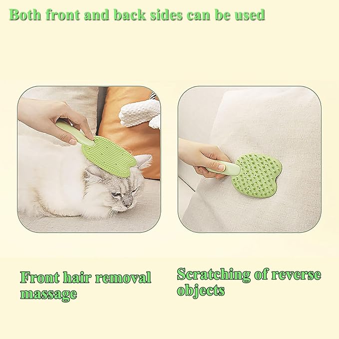 Cat Brush for Shedding Dog Brush Hair Cleaning Comb Bath Massage Tool for Shedding & Grooming, Remove Loose Hair, Cat Shape, Silicone Bristles (Blue)