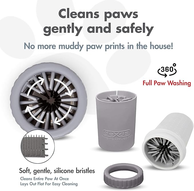 Dexas MudBuster Portable Dog Paw Cleaner, Premium Quality Small Light Gray Pet Accessory