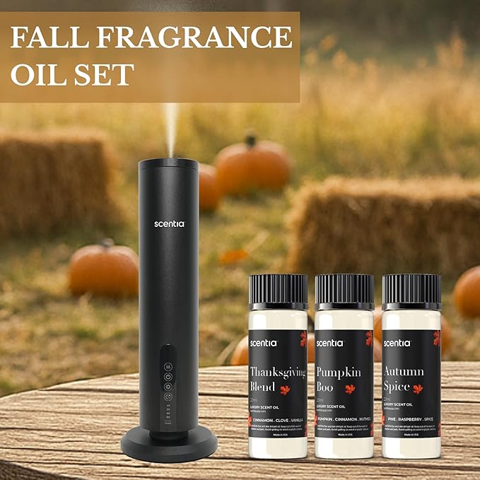 Scentia Fall Essential Oils for Diffuser with 3 Cozy Scents: Autumn Spice, Thanksgiving Blend & Pumpkin Boo - 20ml Aromatherapy Oils for Home, Candles & DIY - Perfect Fall Gift