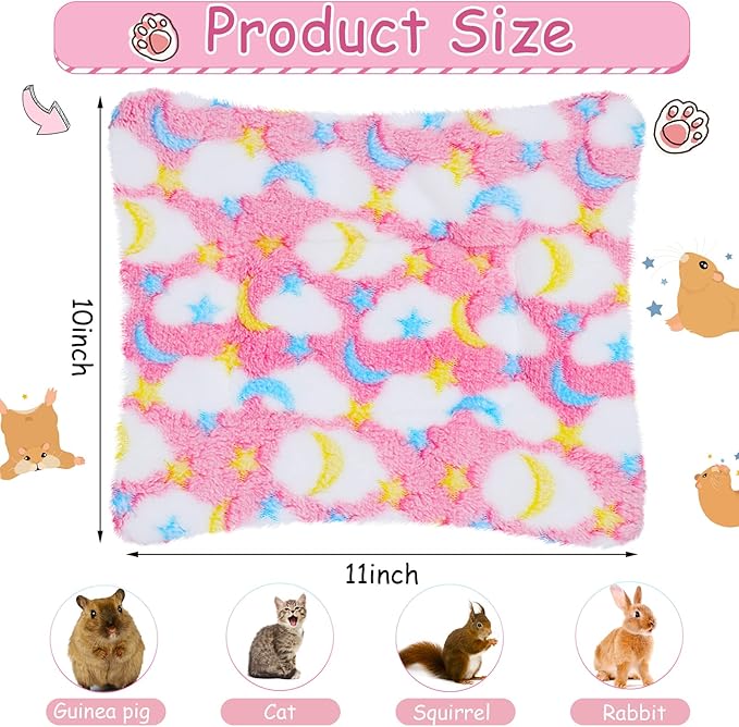 Jetec 4 Pieces Rabbit Bunny Bed 10 x 11 Inch Guinea Pig Mats Plush Bunny Pad Mats Small Animal Dog Cat Bed Dog Hamster Pad