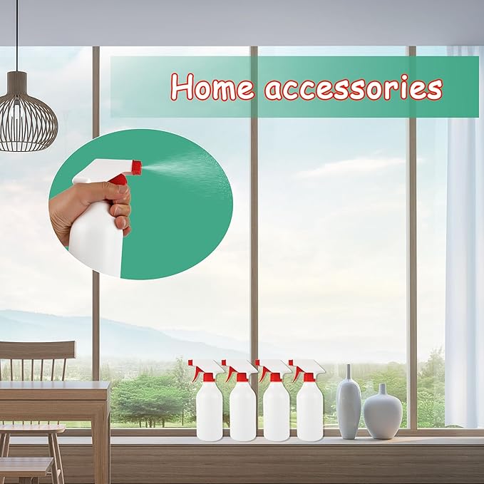 16 Pack Plastic Spray Bottles 16 oz Empty Refillable Spray Bottle for Cleaning Solutions Leak Proof Water Bottle Sprayer with Adjustable Nozzle Mist & Stream Heavy Duty Reusable for Plants Oils Hair