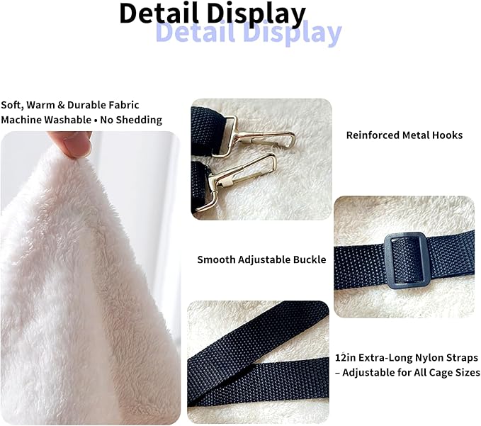 2-Pack Reversible Cat Hammock for Cage - Adjustable Soft Hanging Pet Bed for Cats, Ferrets, Puppies, Rabbits & Small Animals