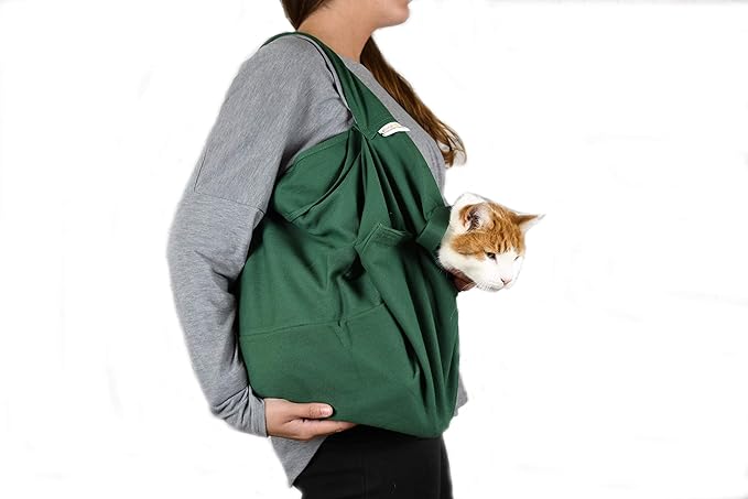 Cat-in-the-Bag Cozy Comfort Carrier - Large Green Pet Carrier and Cat Carrier Soft for Cutting Nails, Vet Visits, Medication Administration, Dental Care, & Travel