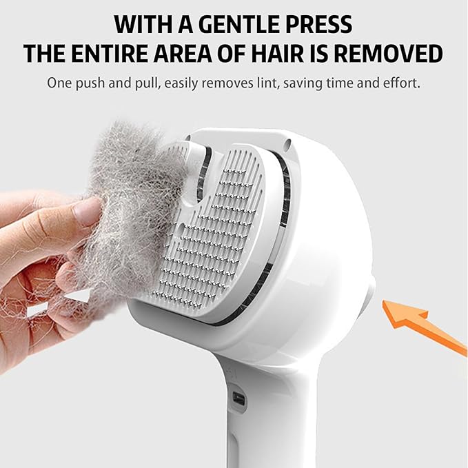 Pet Steam Brush, 3-in-1 Self-Cleaning Grooming Tool for Long & Short Hair Pets - Deshedding and Dematting Hair Brush for Dogs & Cats - White