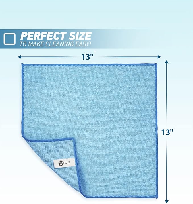 Microfiber Cleaning Cloth-24Pcs (13x13 inch) Ultra Soft Highly Absorbent Rags for Housekeeping-Machine Wash (Blue)