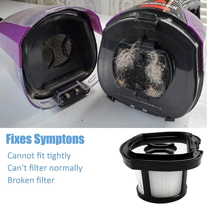 3 Pack Handheld Vacuum Filter for Bissell Pet Hair Eraser Lithium Ion Hand Vacuum filter Replacement 2390 2390A 2389 2579 2284W Replaces 1614203 1614212 1614204 with 1 Little Brush for Gift