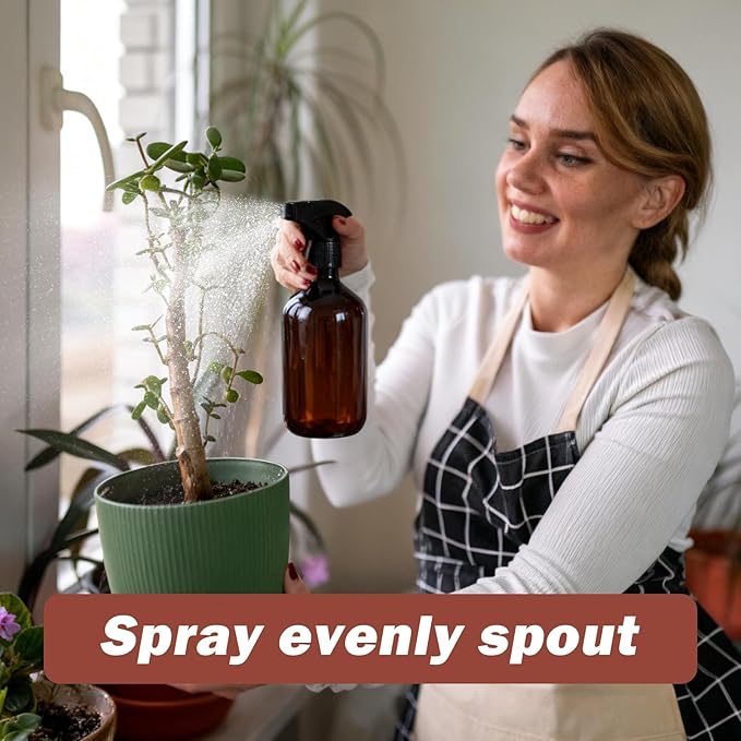 2PCS Plastic Spray Bottles Refillable Container Empty Small Spray Bottle 10oz/300ml with Adjustable Mist/Stream,Water Spray Bottles for Hair, Plant, Cleaning, Pet (brown)