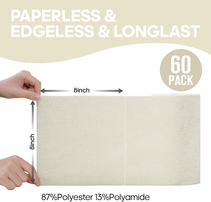 Fantasticlean Microfiber Cleaning Cloth Roll 2 Rolls 120 Pack, Tear Away Paperless Towels, 8" x 8", Reusable Washable Rags, Home Kitchen, Pet, Office, Indoor Outdoor, Compact Portable (Off-White)