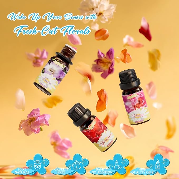 SALKING Essential Oils Gift Set, 100% Pure Fragrance Oil Aromatherapy Essential Oils Set,Premium Scented Oils for Oil Diffusers 6 x 10 ML - Jasmine, Neroli, Honeysuckle, Peony, Geranium, Freesia
