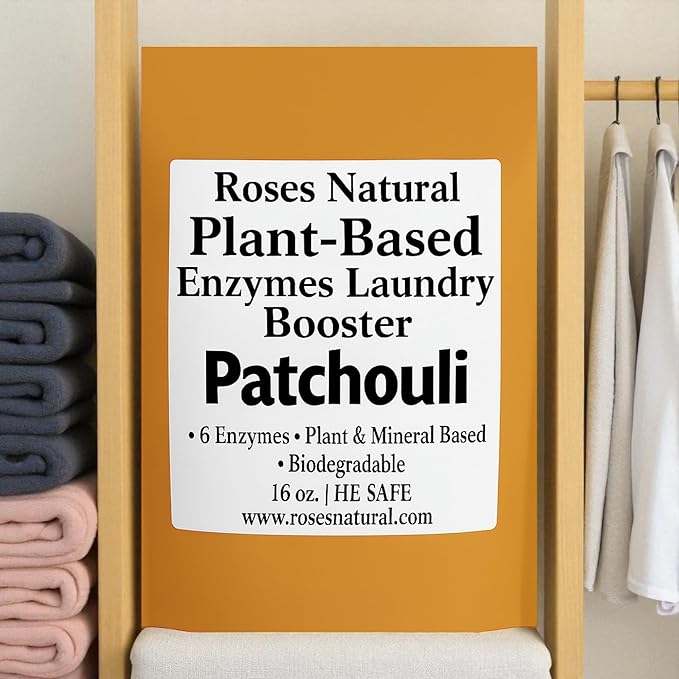 | Natural Enzyme Laundry Booster – Patchouli | 6 Enzymes | Deep Clean System | Earthy Essential Oil Scent, Biodegradable, HE Safe, Eco-Friendly Laundry Additive | 16 oz | Made in USA