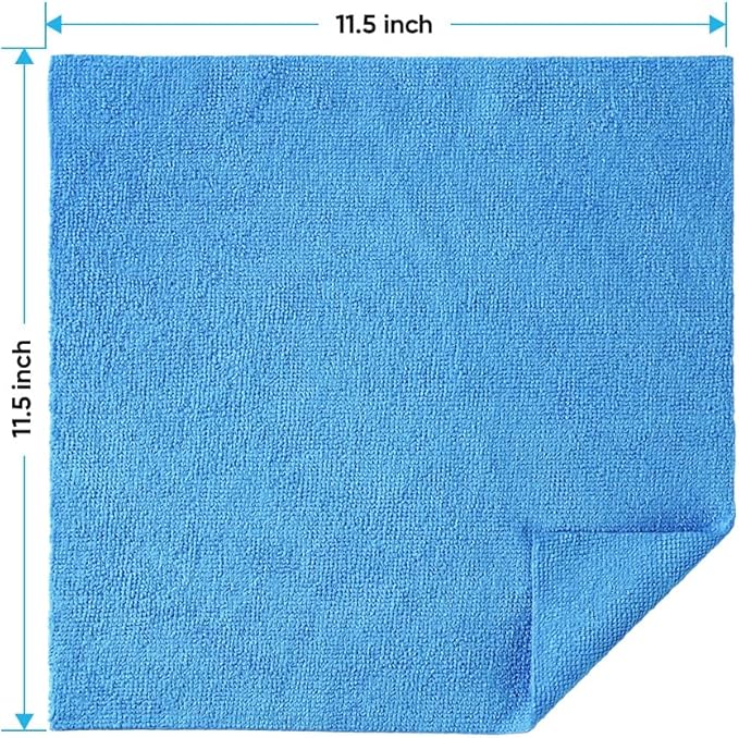 HOMEXCEL Blue Shop Towels 100 Pack, Reusable Microfiber Towels for Cars, Bulk Multipurpose Microfiber Cleaning Cloths, Lint Free Cleaning Rags for Car, House and Kitchen, 11.5 x 11.5 inch