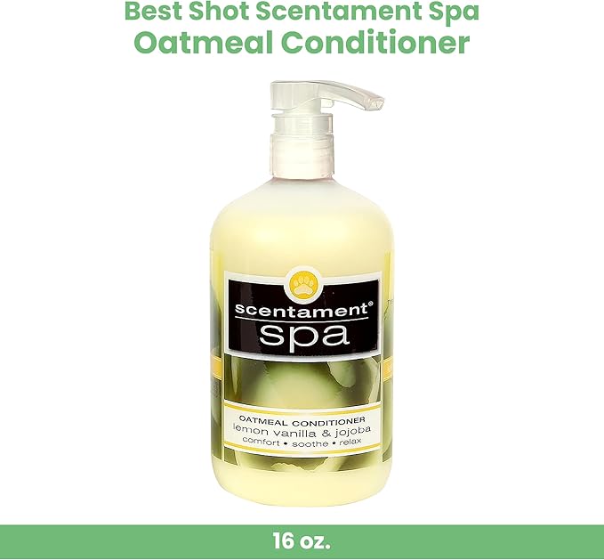 Best Shot Scentament Spa Oatmeal Protein Conditioner, Skin Care Product for Dogs and Cats, Hypoallergenic Puppy Supplies, Lemon Vanilla, 16 Ounces