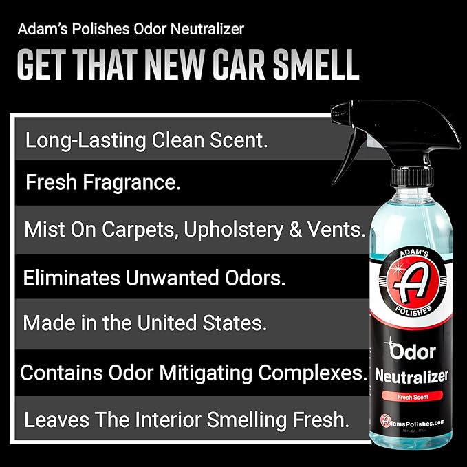 Adam's Polishes Odor Neutralizer (Fresh Scent, 16oz) - Car Air Freshener Spray That Eliminates Harmful Odors from Car Interior Accessories, Leather, Carpet, Upholstery & Pet Odors