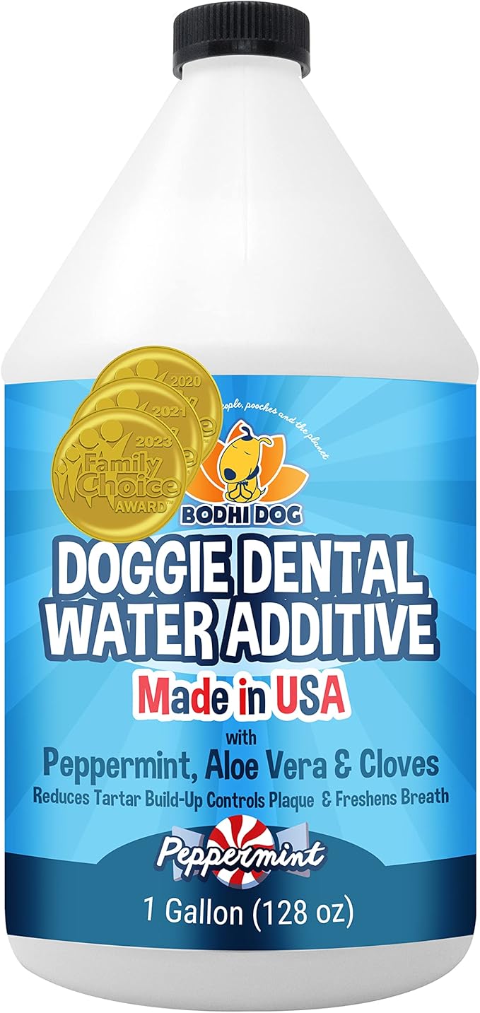 Bodhi Dog Peppermint Dental Water Additive for Dogs & Puppies - Freshens Breath, Reduces Tartar, Promotes Healthy Gums - Oral Care for Teeth & Breath - Supports Clean Mouth - Made in USA (128 Fl Oz)