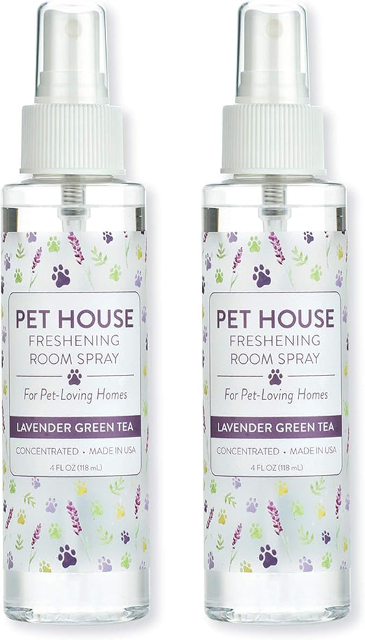 One Fur All Concentrated Room Spray 4 OZ Dog and Cat Friendly Air Freshener for Pet Odor, Lavender Green Tea, Pack of 2