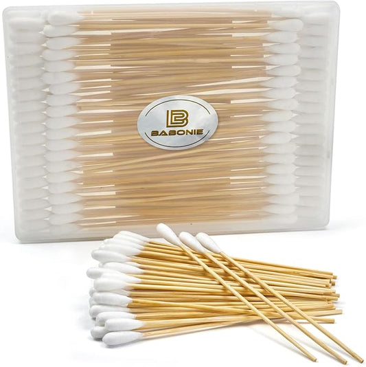 100 PCS Large Cotton Swabs in Storage Box - 6 inch Extra Large Dog Ear Cleaning Swab Soft and Thick with Bamboo Handle Specially Designed for Pet Care