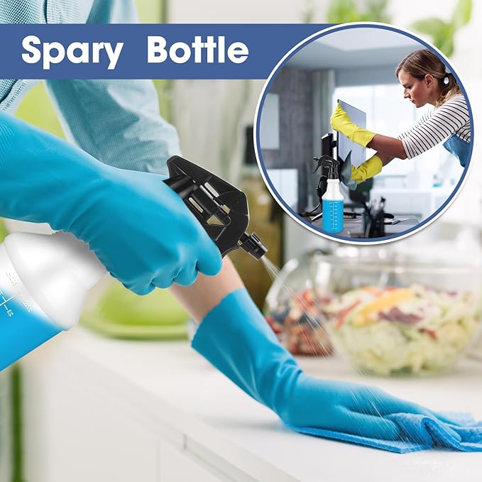 10 Pack Spray Bottles 16 oz Empty Water Spray Bottles for Cleaning Heavy Duty Refillable Squirt ‌Container with Measurements Adjustable Nozzle for Household(Black,Stylish Style)