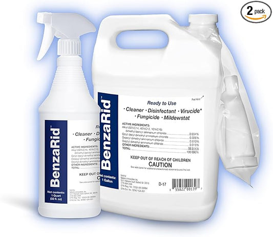 Pro Mold Killer Fungicide Disinfectant including Aspergillus Niger (Black Mold) H5N1 Pack | Multi-Purpose Fungicide, Mildewstat, Disinfectant, Virucide | EPA Reg. 1 Gal + 32 oz.