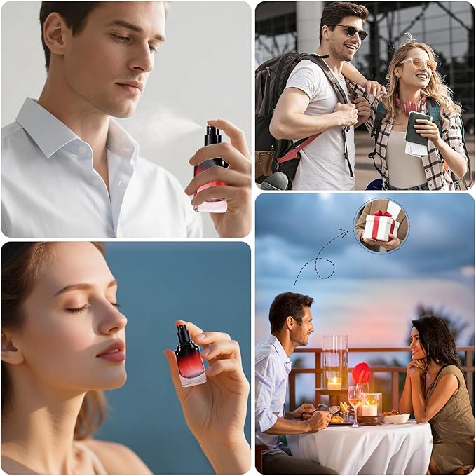 Perfume Bottles Empty Glass Atomizer Sprayer, 6 Pack 20ml Refillable Travel Spray Bottle for Fragranc or Essential Oil, Portable Cologne Atomizers with Dispensing Kit for Handbag, Date