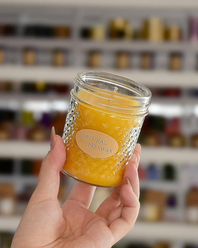 DEYBBY 5oz Beeswax Jar Candle - Natural Beeswax Gift,30 Hrs Burn - Handpour Candle for Dinner Home Spa Decor