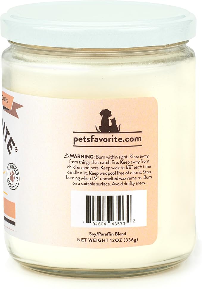Pet's Favorite French Vanilla Candle for Pet Odor, Clean, Plant Based Air Freshener with a 70 Hour Burn Time Scented Pet Candle for Home