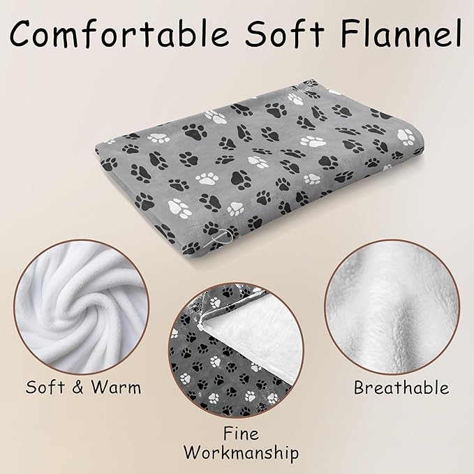 HIWX Dog Blanket, Dog Mom Lovers Owners Gifts for Women, Pet Lovers Gifts, Puppy Paws Print Throw Blanket for Couch Bed Sofa Living Room Bedroom Decor, 50x60 Inches