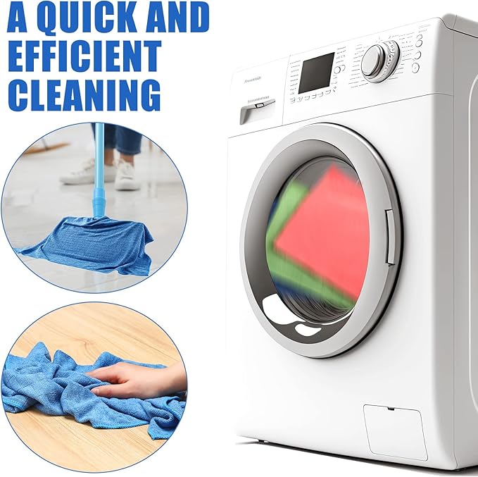 Nuanchu 20 Pieces Extra Large Microfiber Cleaning Cloth Rags Towels Bulk 20 x 28 Inch Washable Microfiber Reusable Car Drying Towel for Home Cleaning Car Wash Pet Drying, Red, Green, Blue