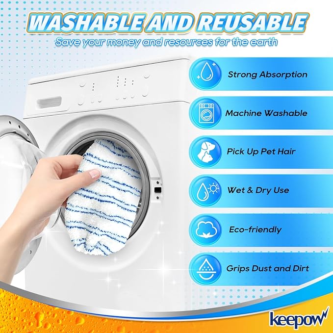 4 Pack Reusable Mop Pads for 15 * 8 inch Flat Mops Compatible with O Cedar Hardwood Floor More Microfiber Mop Cotton Terry Cloth, Floor Cleaner Mop Pads