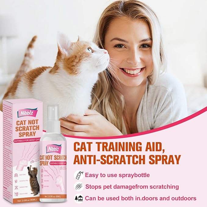 2 Pack Cat Deterrent Spray, Natural Cat Repellent Spray for Indoor & Outdoor, Scratch Deterrent for Furniture, Couches & Plants, Training Aid to Stop Scratching & Marking for Cats & Kittens