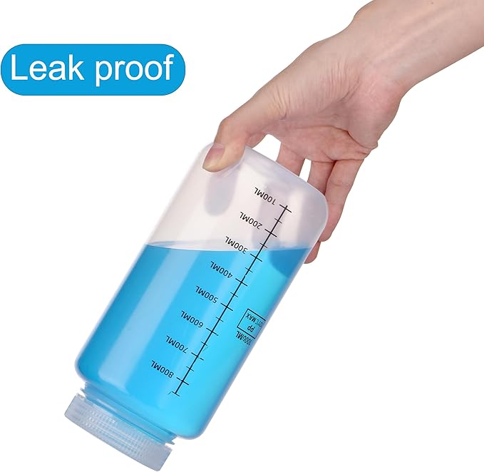 32oz/1000ml Wide Mouth Plastic Bottles, Graduated Food Grade Leak Proof PP Containers Jars with Airtight Lids for Water Sample Lab Reagent Liquid Medicine Storage (Transparent,30 * 1000ML)