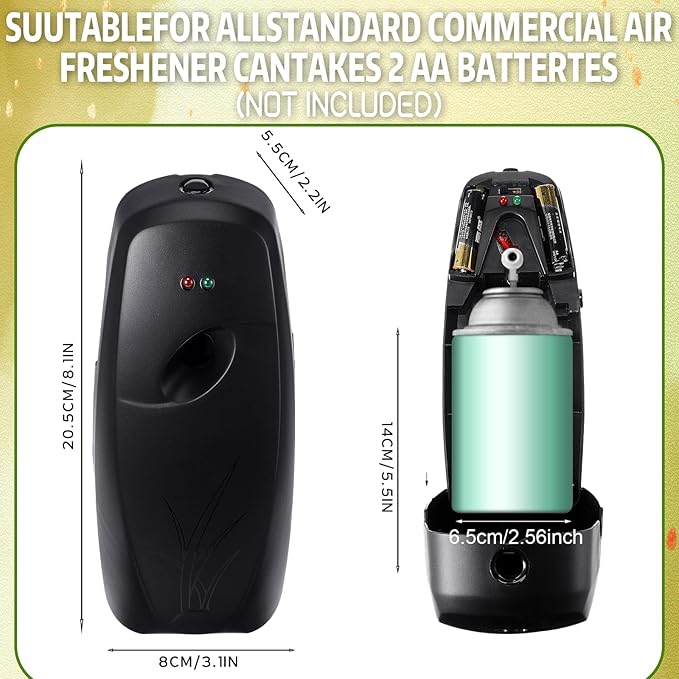 Automatic Air Freshener Spray Dispenser Home indoor Wall Mounted Automatic Spray Dispenser Air Freshener Spray, Commercial and Home Use, Bathroom, Hotel, Office and Public Area (Black, 6 Pcs)