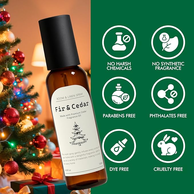 Fir & Cedar Room Spray, Concentrated Room Spray for Home Fragrance, Long Lasting Air Fresheners for Home, Bedding, Fabrics, Odor Eliminator, 8.12 fl oz