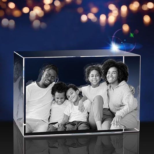 3Dpixdance 3D Crystal Photo(XL, Landscape), Personalized Gifts with Your Own Photo for Fathers Day, Engraved 3D Crystal Picture, Customized Gift for Birthday, Wedding, Anniversary, Memorial, Father’s