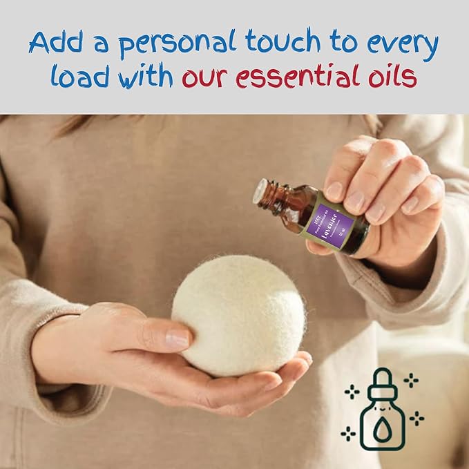 Wool Dryer Balls Organic Premium | 6 Balls XL, Ethically & Humanely Made, Natural Fabric Softener, Laundry Dryer Balls Reusable, Wrinkle Release, Organic Fabric Softener Ball, Say No! to Dryer Sheets