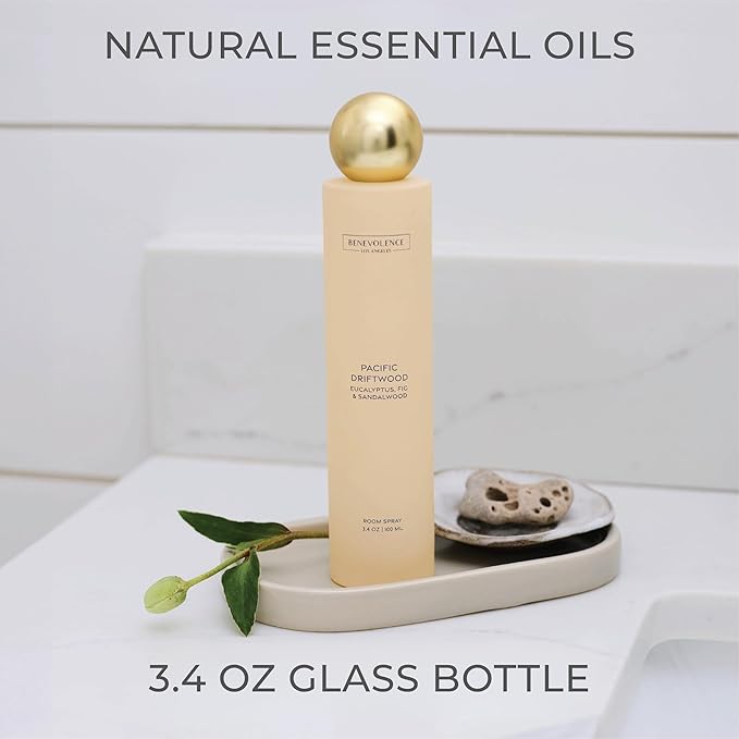 Benevolence LA Pacific Driftwood Room Spray | Eucalyptus, Fig & Sandalwood | 3.4oz | Versatile Home Fragrance, Pillow & Linen Spray | Low VOC, No Alcohol | Malibu Sands Collection