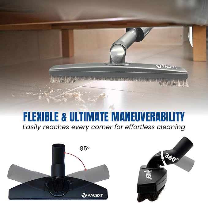 1.25 Inch Vacuum Brush Attachment Kit Compatible with All Vacuums Using 1-1/4'' Accessories - 1.25 Inch Shop Vac Accessories: Horse Hair Dust Brush, Vacuum Extension Wand and More (2 Pack)