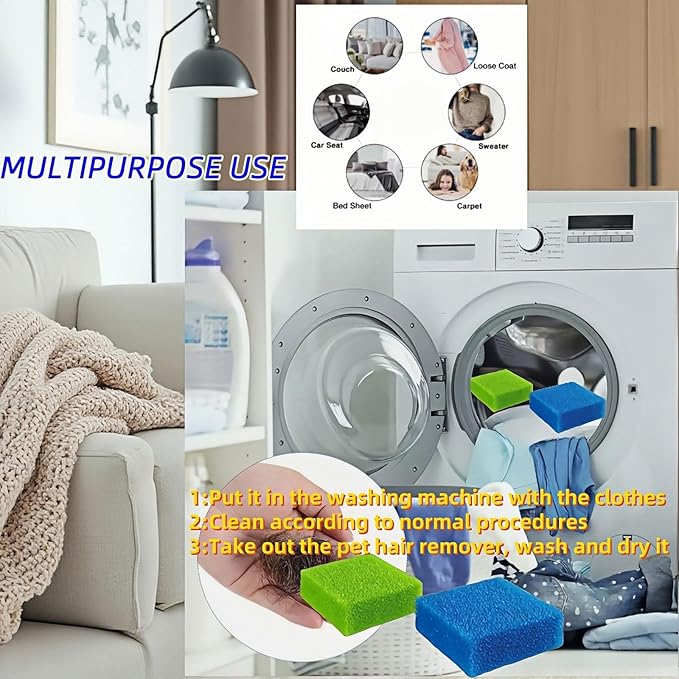 6 PCS Pet Hair Remover for Laundry,Reusable Lint Catcher for Washing Machine & Dryer - Effective Dog Cat Hair Remover for Clothes, Fur, Lint, Dander - Safe All Fabrics (Heavy Duty)