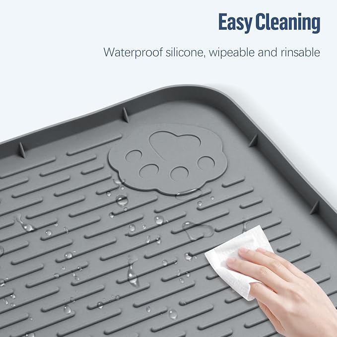 Pee Pad Holder for Dogs, 34" x 22" Silicone Pee Tray Mat Leak-Proof, High Edge, No Spill Pet Pad Holder for Puppy, Cat, Rabbit, Training Pads for Floor Protection, No Pee Pads (Dark Grey)