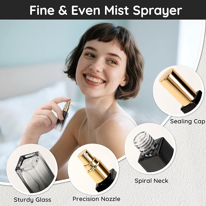 Segbeauty 0.34oz Mini Perfume Spray Bottles, 10Pack 10ml Glass Travel Perfume Atomizer Refillable, Small Empty Cologne Atomizer for Frangrance, Sample Cologne Bottles Sprayer with Refill Tool