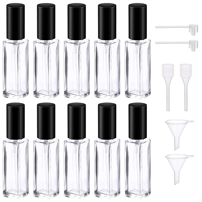 Segbeauty Perfume Atomizer Travel, 10pcs Portable Mini Refillable Perfume Bottles Kits, 10ML Scent Pump Case Empty Glass Toiletries Supplies Containers Travel Size Spray Bottles Accessories Set Clear