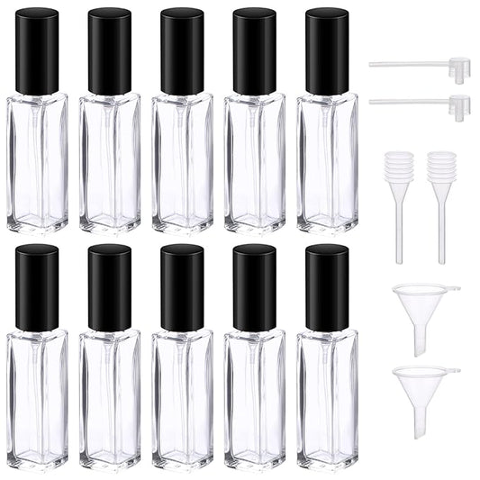 Segbeauty Perfume Atomizer Travel, 10pcs Portable Mini Refillable Perfume Bottles Kits, 10ML Scent Pump Case Empty Glass Toiletries Supplies Containers Travel Size Spray Bottles Accessories Set Clear