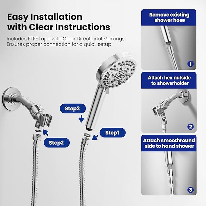 JOMOO Shower Hose, 99 Inch Extra Long Flexible Stainless Steel Handheld Shower Hose Extension with Brass Insert and Nut, EPDM Inner Tube, Anti-Kink Chrome Shower Head Hose Replacement