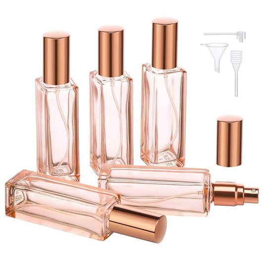 Segbeauty 5PCS Refillable Atomizer, 20ML Portable Travel Spray Bottle, Pocket Cologne Atomizer Cosmetic Fragrance Sample Container Sprayer Glass Perfume Bottles for Liquid Dispense