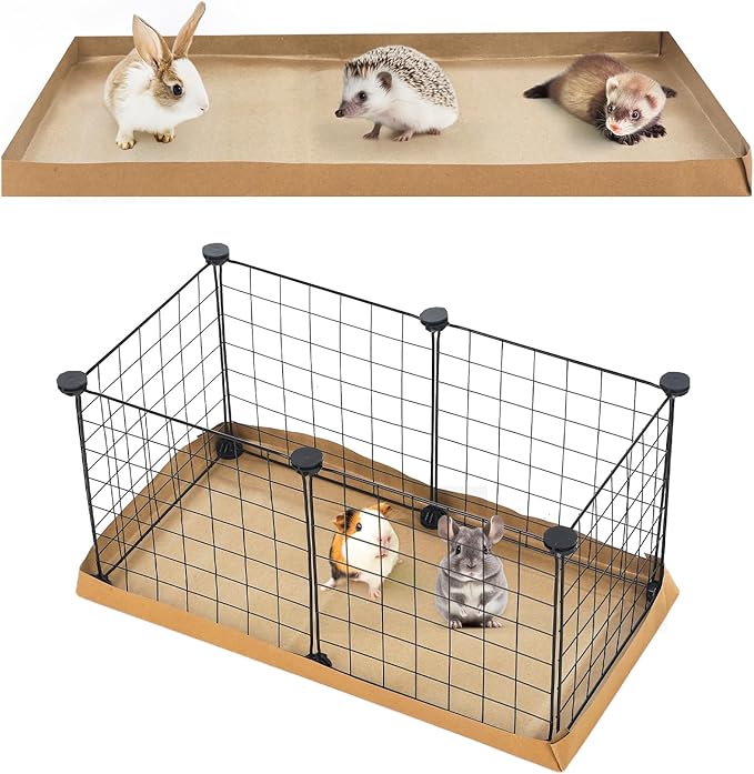 12 Pcs 49.2" x 25.6" Disposable Guinea Pig Cage Liners 4 x 2 ft Cage Disposable Bottom Waterproof Kraft Paper Liner Bag for Guinea Pigs Bedding Small Animal Pet Supplies