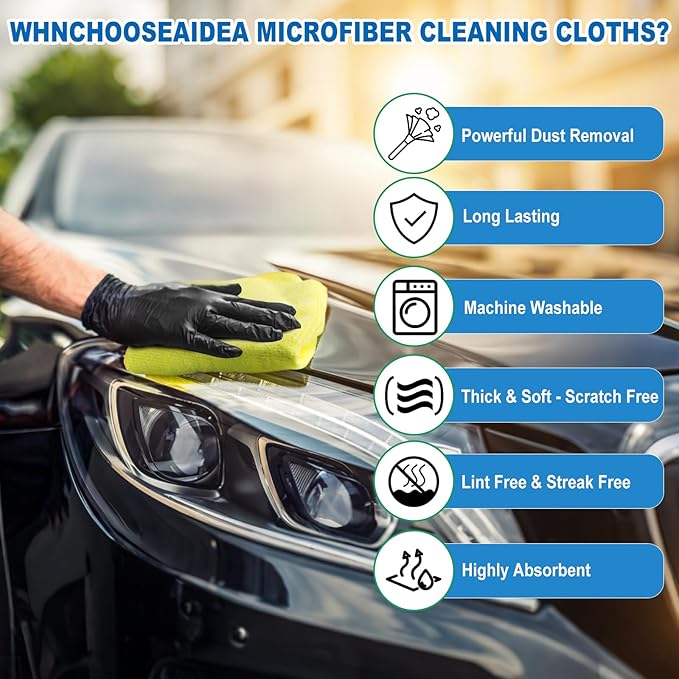 Microfiber Cleaning Cloths – 50 Pack, 15"x15" Ultra Soft, Lint-Free, Quick-Dry Towels for Cleaning Car, Home, Kitchen & Garage – Reusable Microfiber Rags